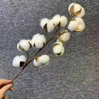 Faux cotton branch detail showing plush cream boll heads