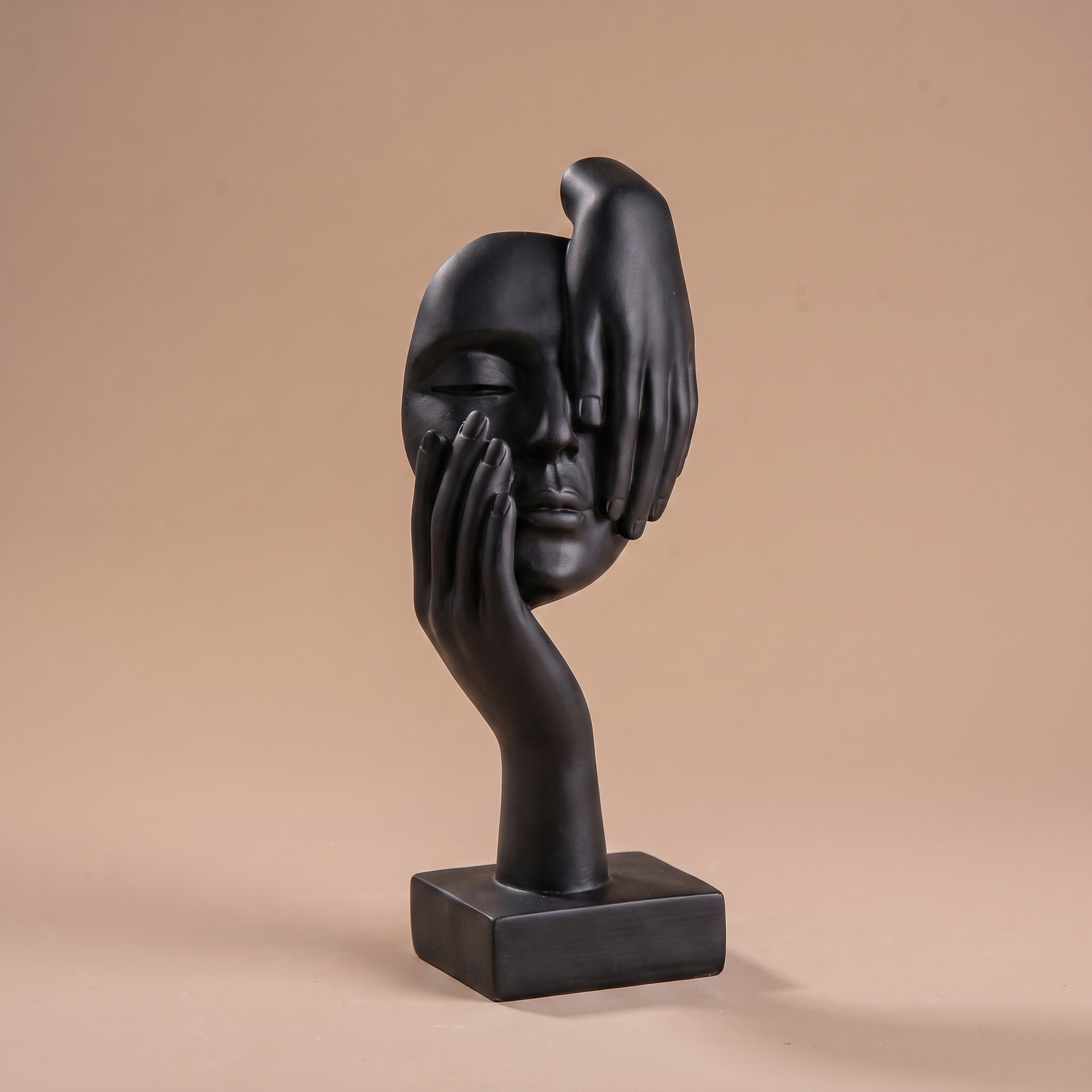 Abstract Face Statue in Black