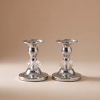 Brass Taper Candle Holders in Silver