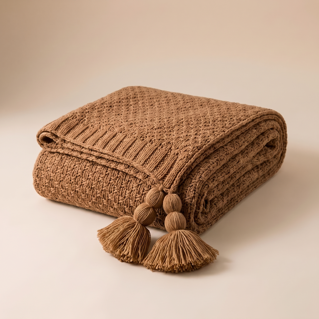 Nordic Chunky Knit Throw in Brown