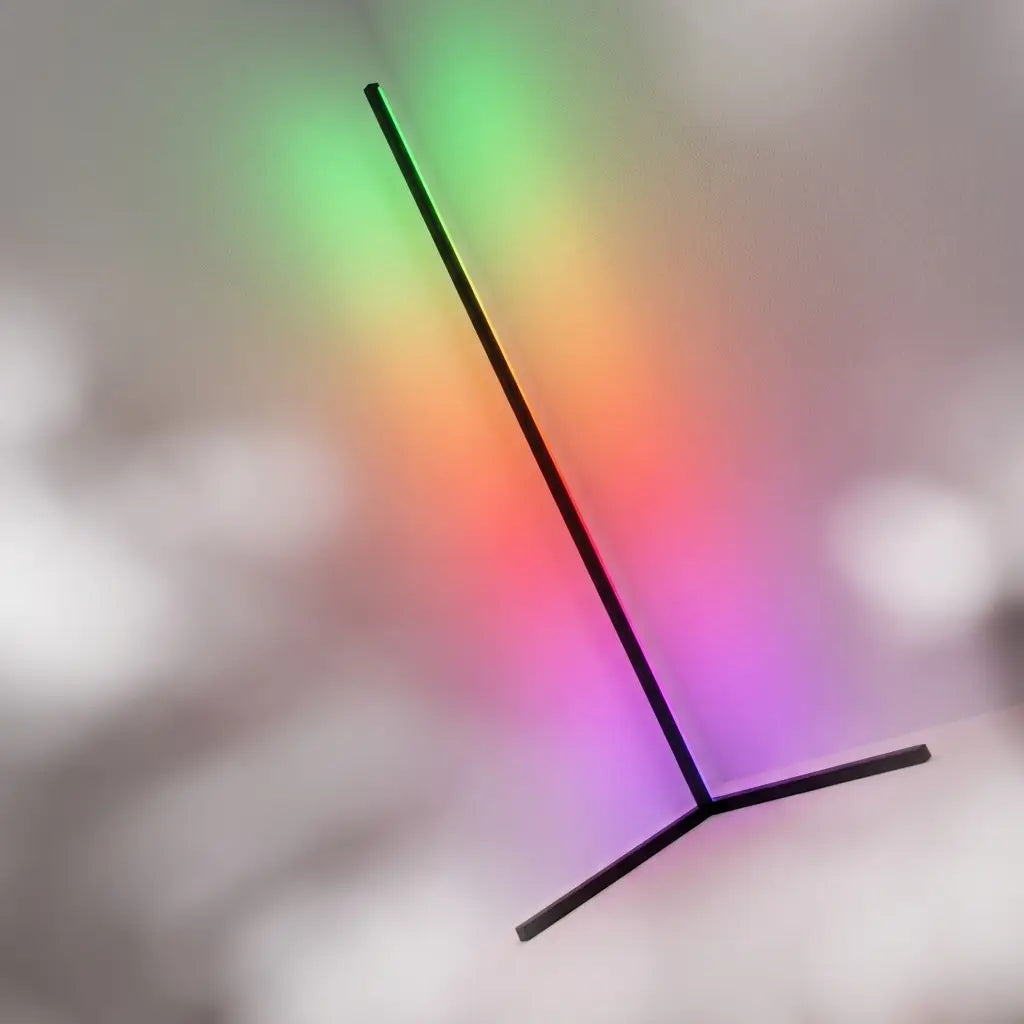 60-inch RGB LED corner floor lamp — dramatic low-angle hero shot