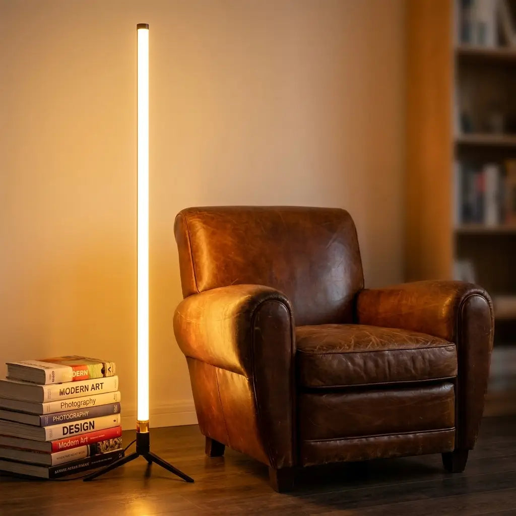 120cm RGB LED floor lamp bar — in a cozy reading nook
