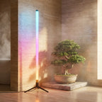 120cm RGB LED floor lamp bar — in a spa-like bathroom corner