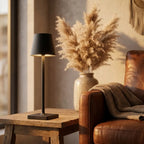 Cordless LED touch table lamp — on side table evening living room