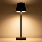 Cordless LED touch table lamp — dramatic low-angle hero shot