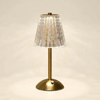 Crystal LED table lamp — on warm cream studio backdrop