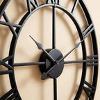 3D Roman numeral metal wall clock — material and form close-up
