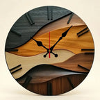 2D flat round Nordic wood wall clock — on warm cream studio backdrop