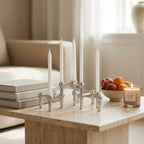 Molecular Structure Candelabra — on travertine coffee table