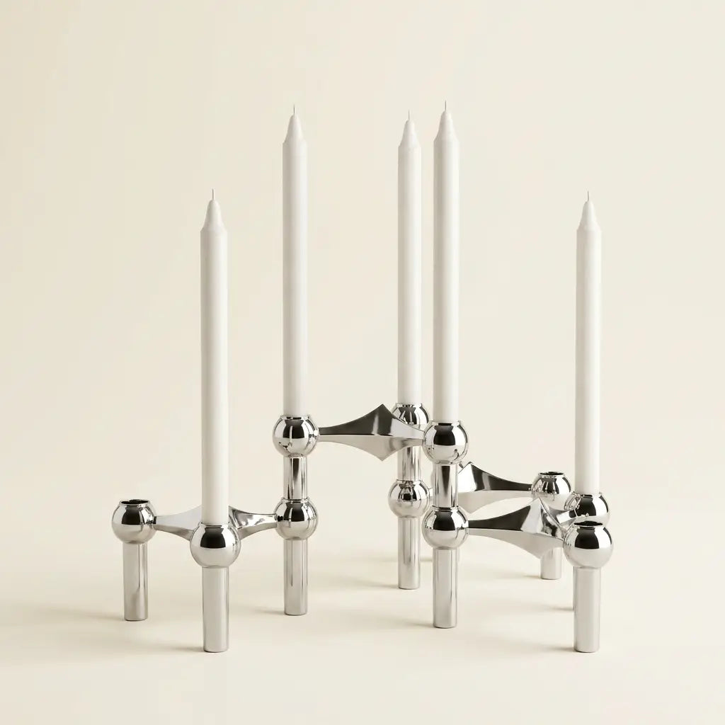 Molecular Structure Candelabra — on warm cream studio backdrop