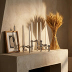 Molecular Structure Candelabra — on plaster fireplace mantel
