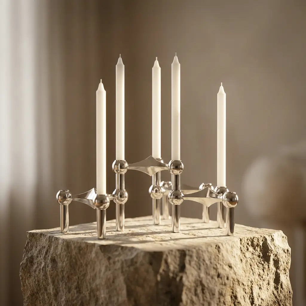 Molecular Structure Candelabra — dramatic low-angle hero shot