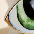 Nordic ceramic abstract evil-eye ornament sculpture — material and form close-up
