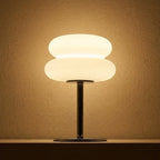 Cream-style bedside table lamp — dramatic low-angle hero shot