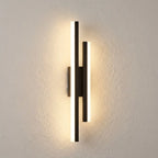 Copper-line LED wall sconce — above dining bench in warm ambience