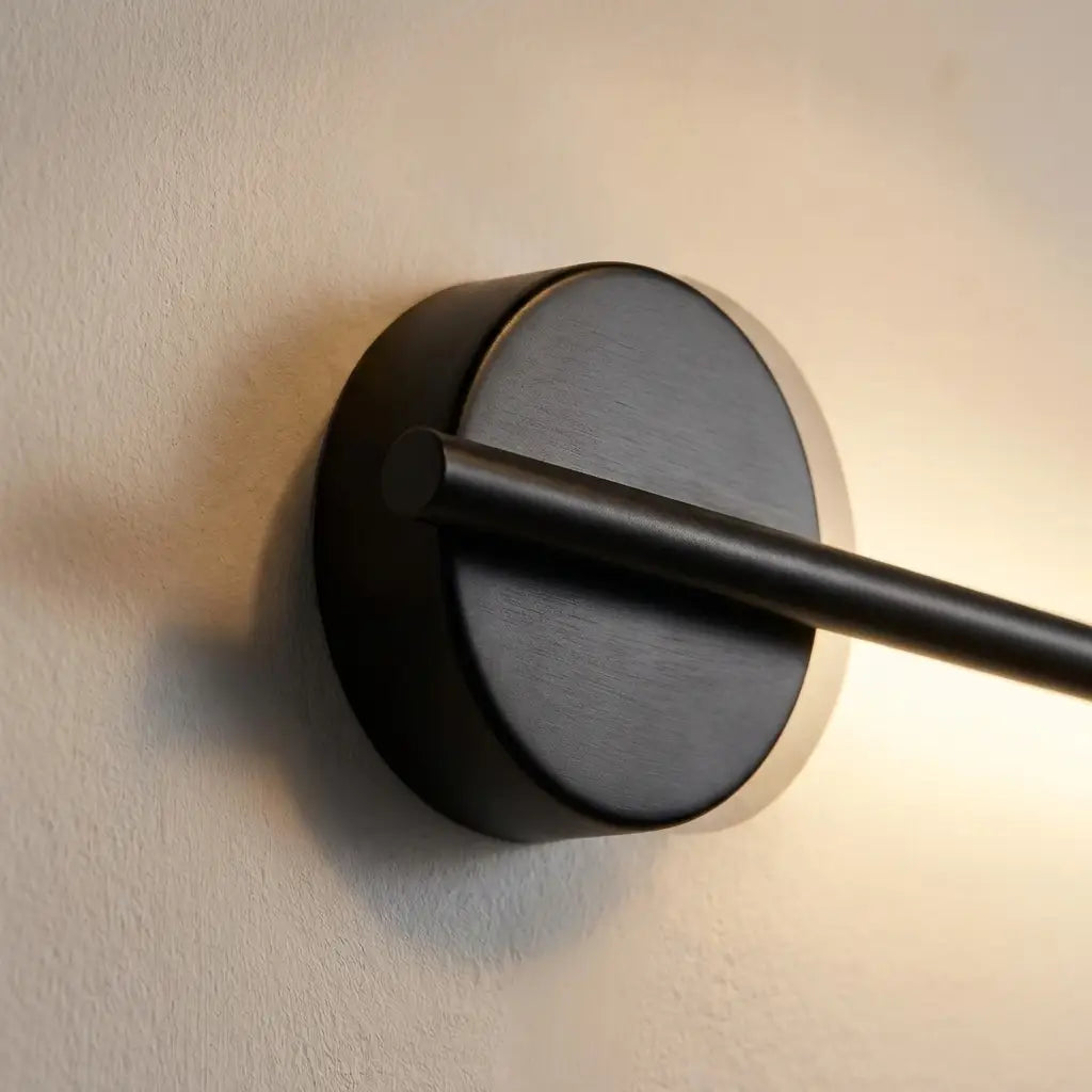 Cordless USB wall sconce — material and form close-up