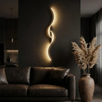 Long strip LED wall sconce — material and form close-up