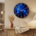 12-inch geometric glass wall clock — above dining sideboard
