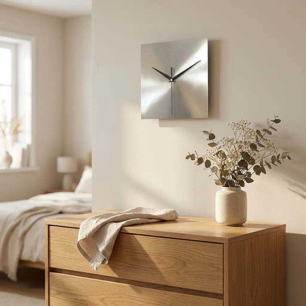 Stainless steel wall clock — bedroom