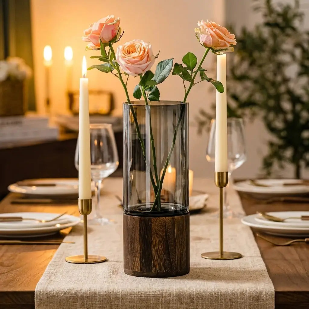 Light-Luxe Retro Glass Vase — as dining table centerpiece
