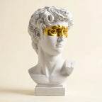 David Head Resin Bust — on plaster fireplace mantel