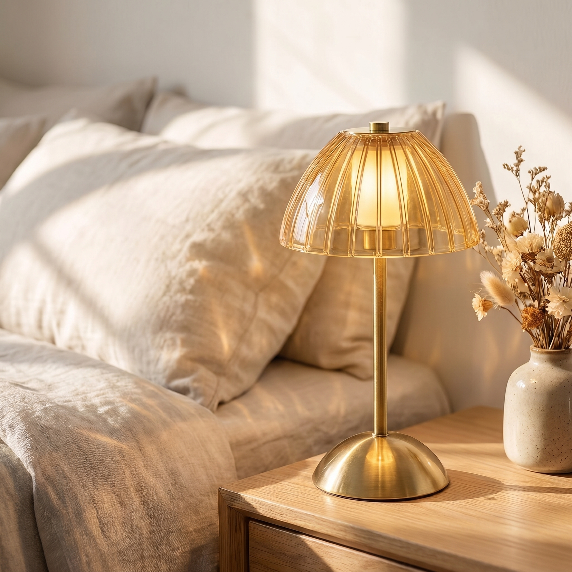 Crystal LED Table Lamp – Touch Sensor Rechargeable Bedside Light