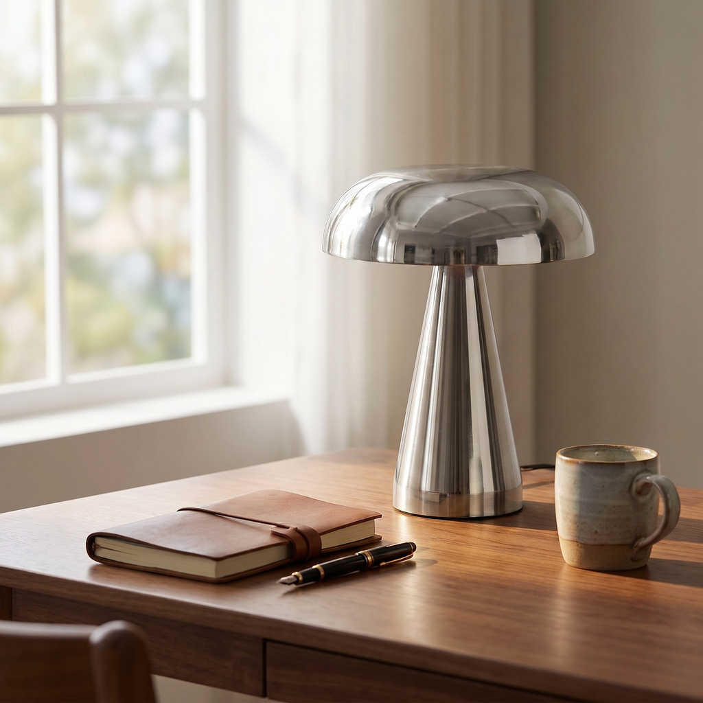 Retro Mushroom Table Lamp – Mid-Century Cordless Touch Dimming Light