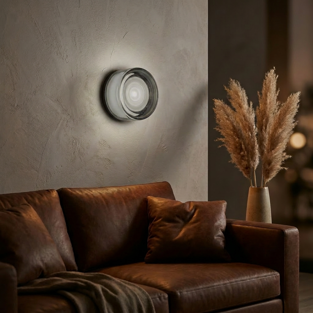 Round Glass Wall Sconce – Nordic Hotel-Style Bedroom Light