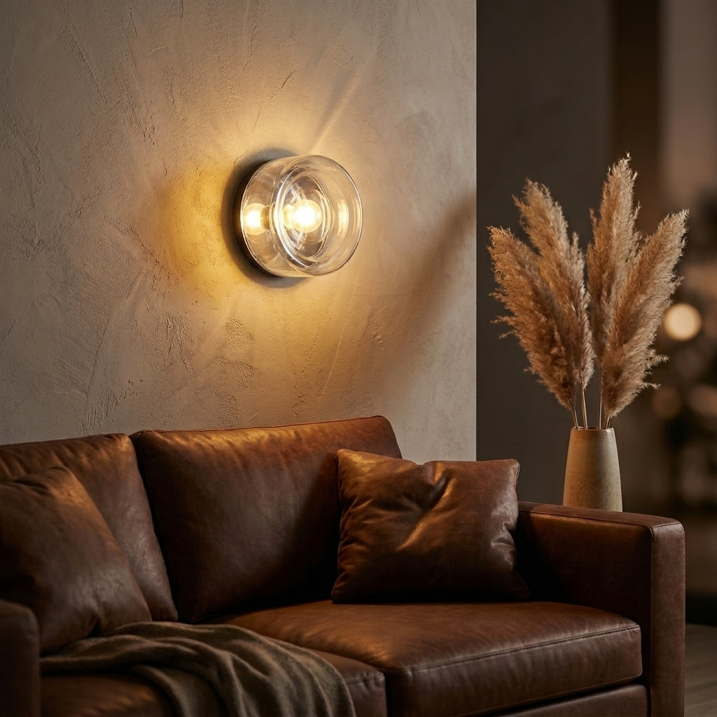 Round Glass Wall Sconce – Nordic Hotel-Style Bedroom Light