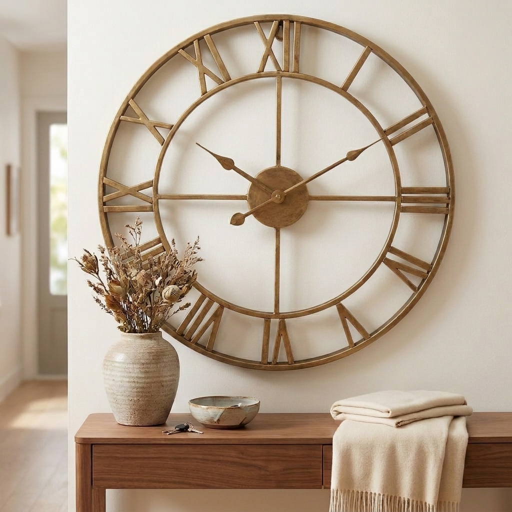 3D Roman Numeral Metal Wall Clock – Large Decorative Statement Piece
