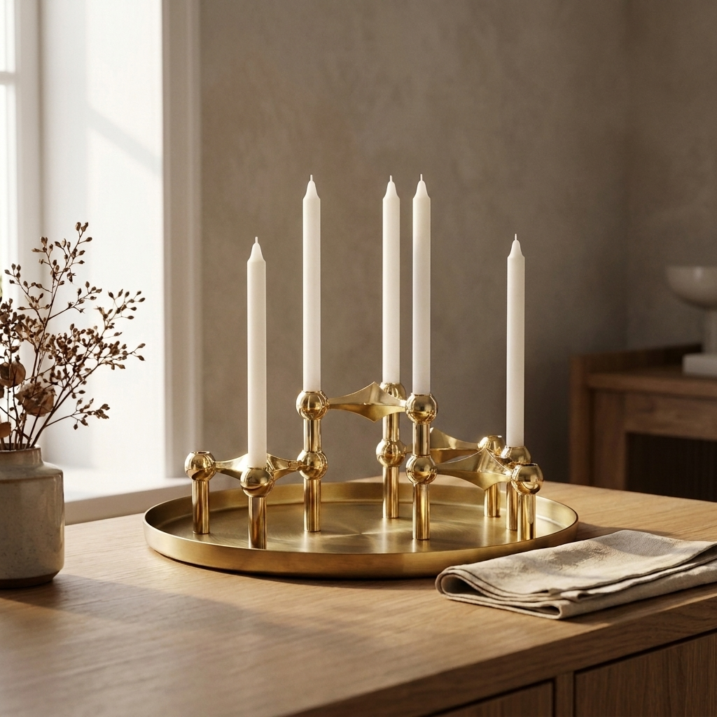 Molecular Structure Candelabra – Nordic Silver Sculptural Centerpiece