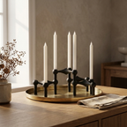 Molecular Structure Candelabra – Nordic Silver Sculptural Centerpiece