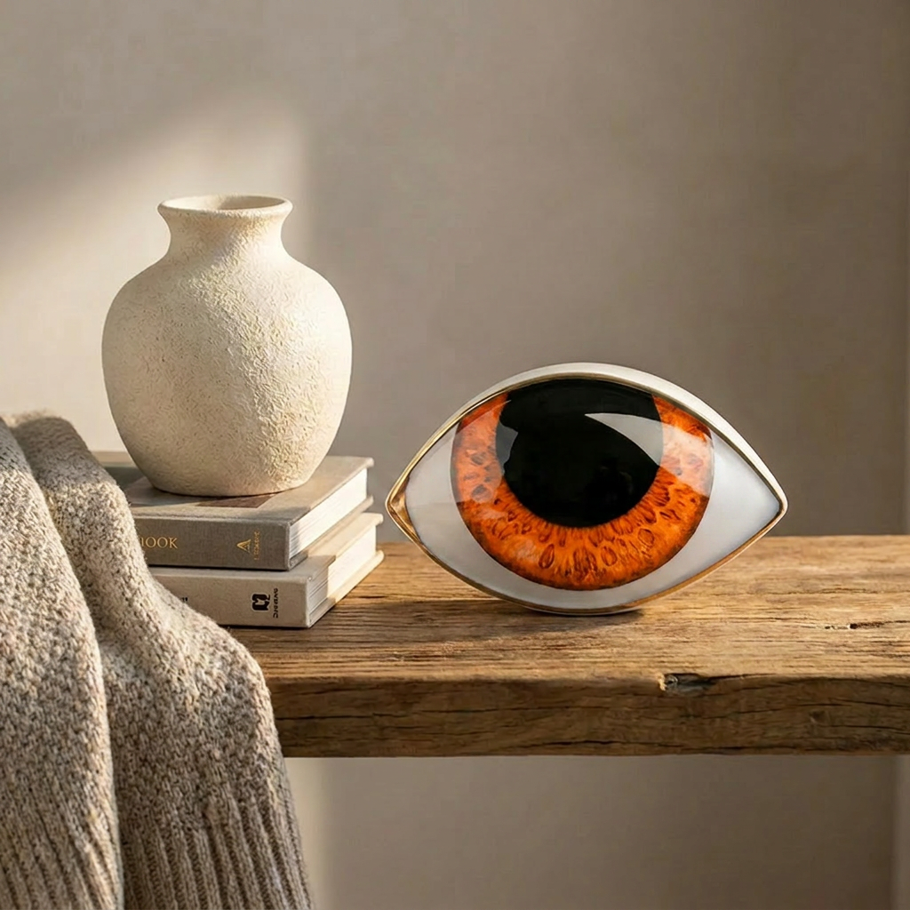 Nordic Ceramic Abstract Eye Sculpture – Modern Decorative Ornament