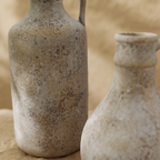 Close-up of the weathered ceramic vase texture