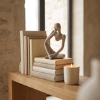 Abstract Thinker sculpture on a stack of books