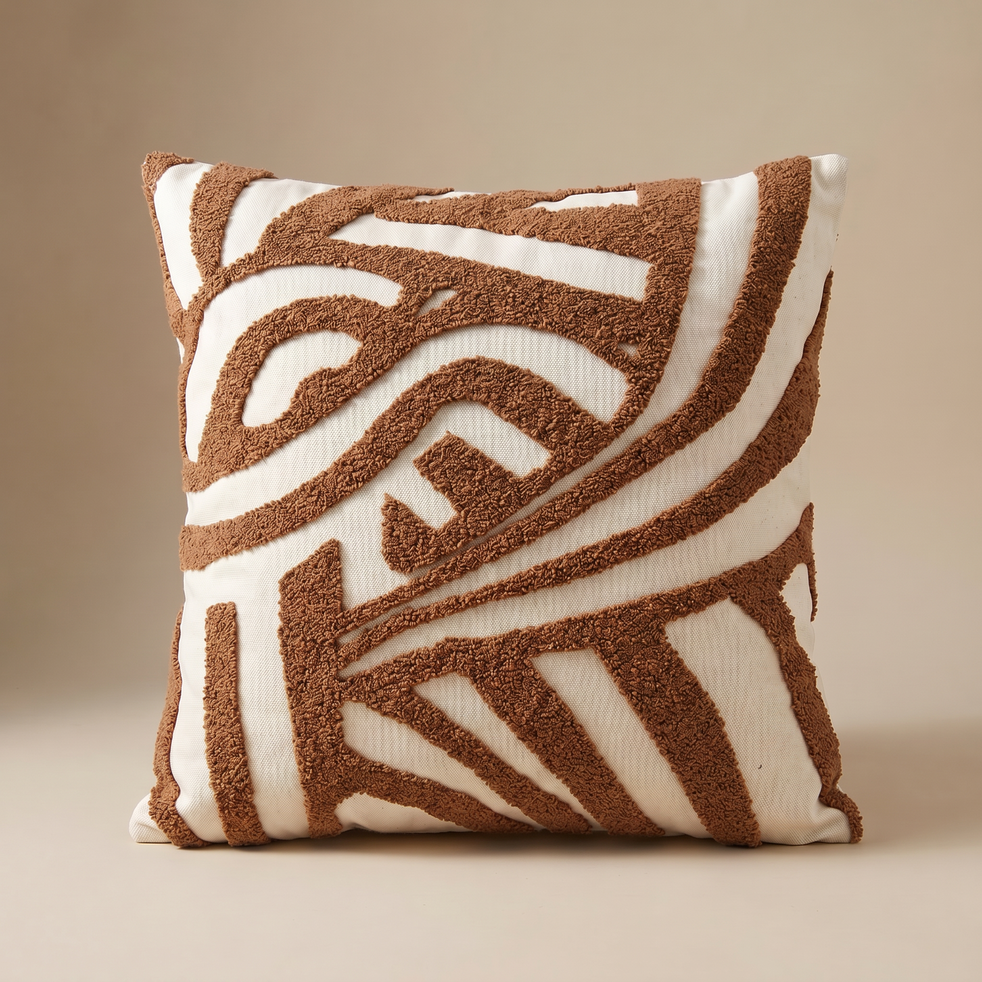 Nordic Cushion in Cream & Brown