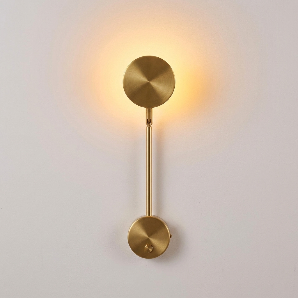 Gold wall sconce shown with warm white 2700K light option