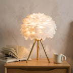 Nordic feather table lamp in evening living room