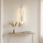 Nordic Wave LED Wall Sconce in white above a console shelf