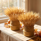 Close-up of dried wheat heads showing real grain texture in warm daylight